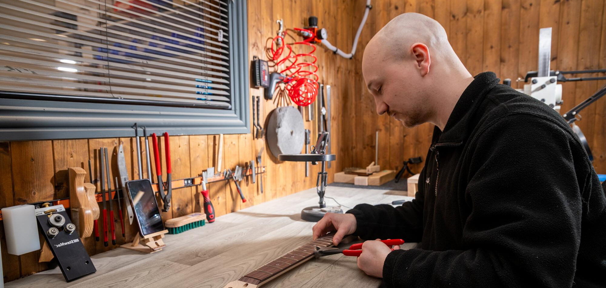 Luke doing guitar fretwork